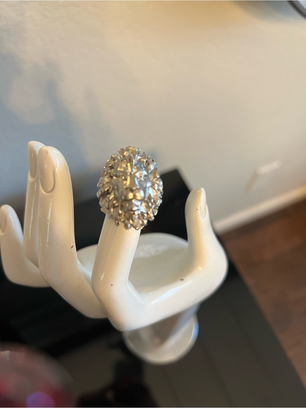 Roberto Cavalli Silver Lion Head Ring